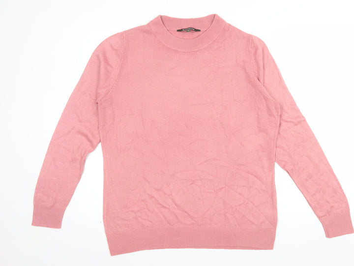 Bonmarché Women's Pink Mock Neck Long Sleeve Acrylic Jumper Size 16