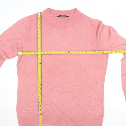 Bonmarché Women's Pink Mock Neck Long Sleeve Acrylic Jumper Size 16
