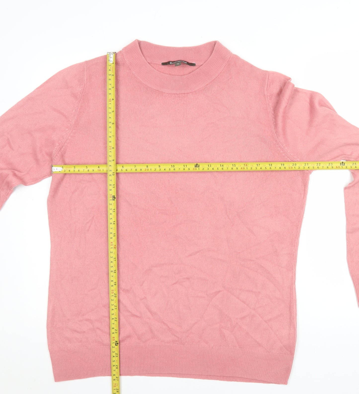 Bonmarché Women's Pink Mock Neck Long Sleeve Acrylic Jumper Size 16