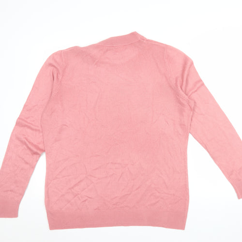 Bonmarché Women's Pink Mock Neck Long Sleeve Acrylic Jumper Size 16