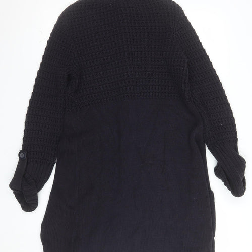 Laura Ashley Women's Black Cotton Knit Long Cardigan UK 12