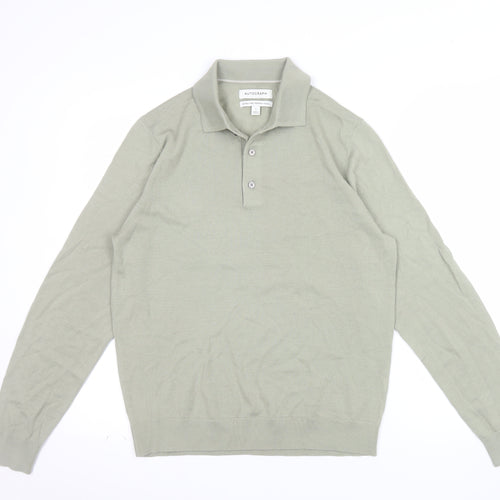 Marks and Spencer Men’s Green Merino Wool Henley Jumper Size S
