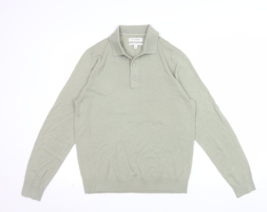 Marks and Spencer Men’s Green Merino Wool Henley Jumper Size S