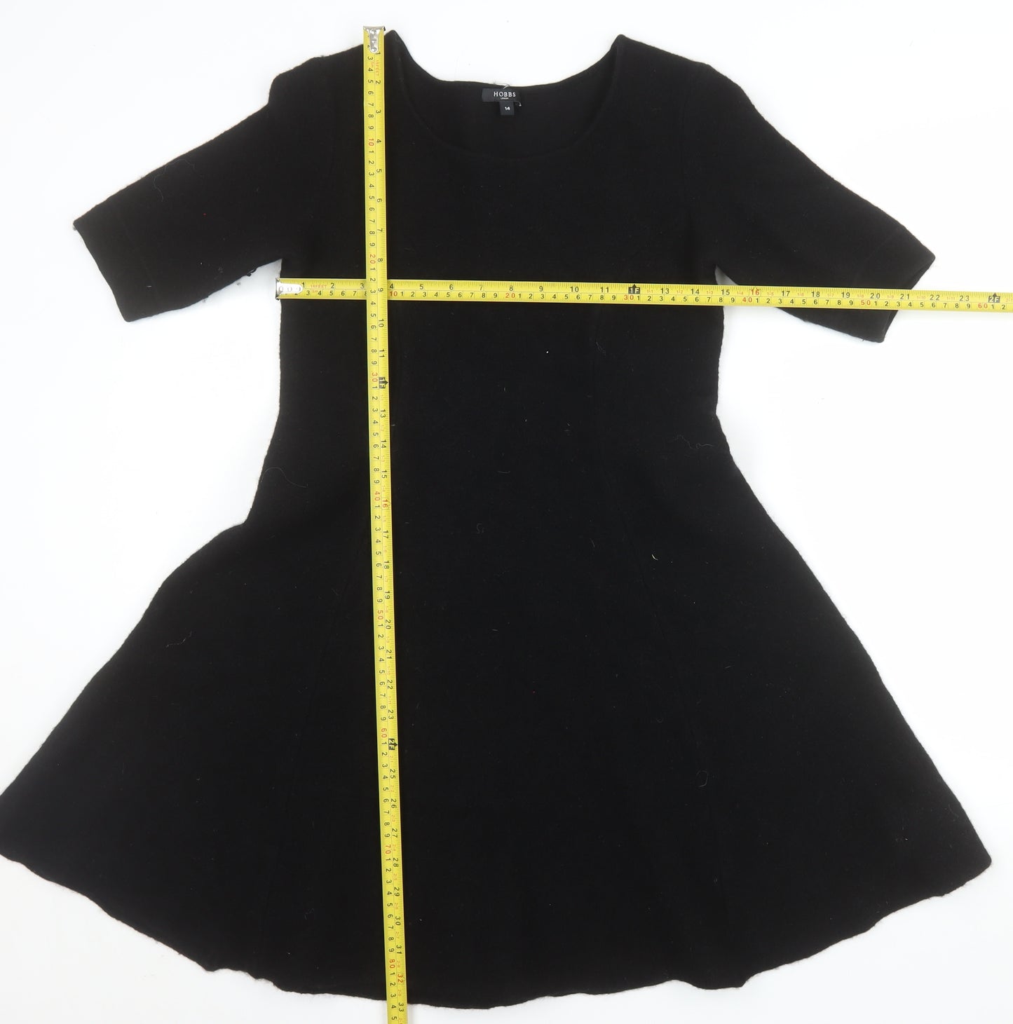 Hobbs Women’s Black Wool A-Line Knee Length Dress Size 14