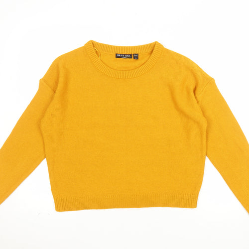 Brave Soul Womens Yellow Crew Neck Knit Pullover Jumper Size S
