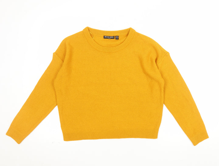 Brave Soul Womens Yellow Crew Neck Knit Pullover Jumper Size S