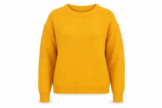 Front view of Brave Soul women’s yellow crew neck knit jumper, size S