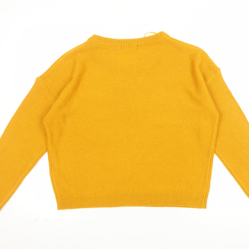 Brave Soul Womens Yellow Crew Neck Knit Pullover Jumper Size S