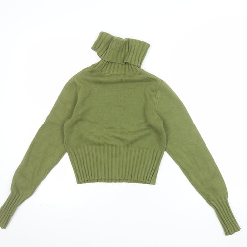 Collusion Women's Green Roll Neck Logo Jumper Size 4