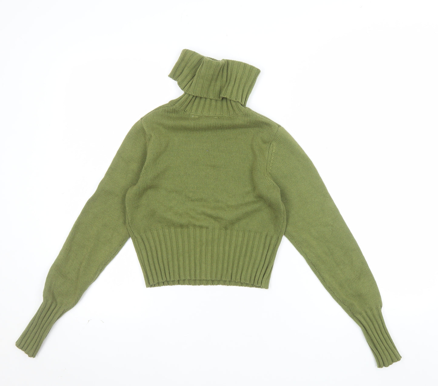 Collusion Women's Green Roll Neck Logo Jumper Size 4