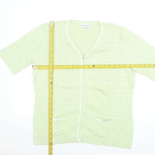 Gray & Osbourn Women's Green Cotton V-Neck Short Sleeve Cardigan Size 18