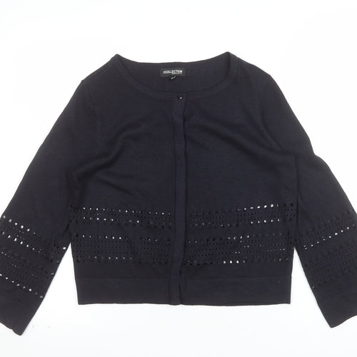 Debenhams Women’s Black Sequin Knit 3/4 Sleeve Cardigan Size 10