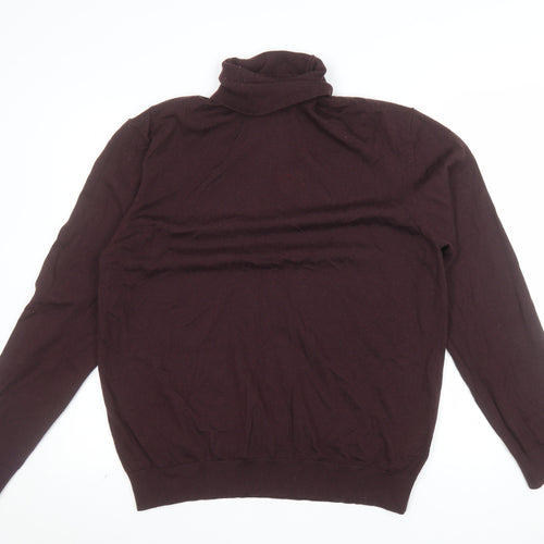 Marks and Spencer Men’s Brown XL Roll Neck Merino Wool Jumper