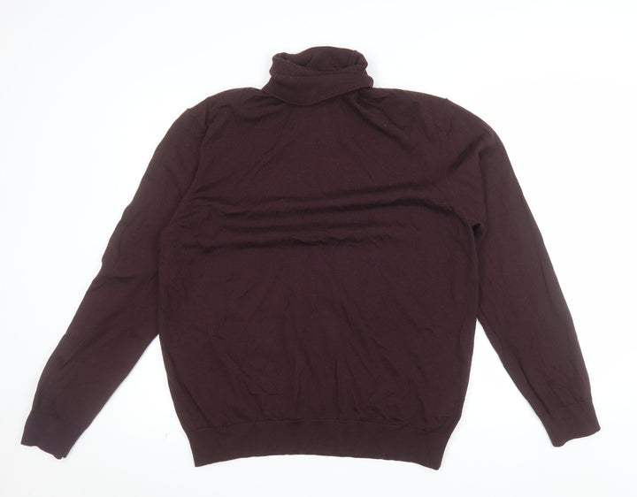 Marks and Spencer Men’s Brown XL Roll Neck Merino Wool Jumper