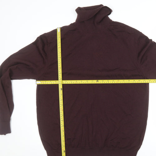 Marks and Spencer Men’s Brown XL Roll Neck Merino Wool Jumper