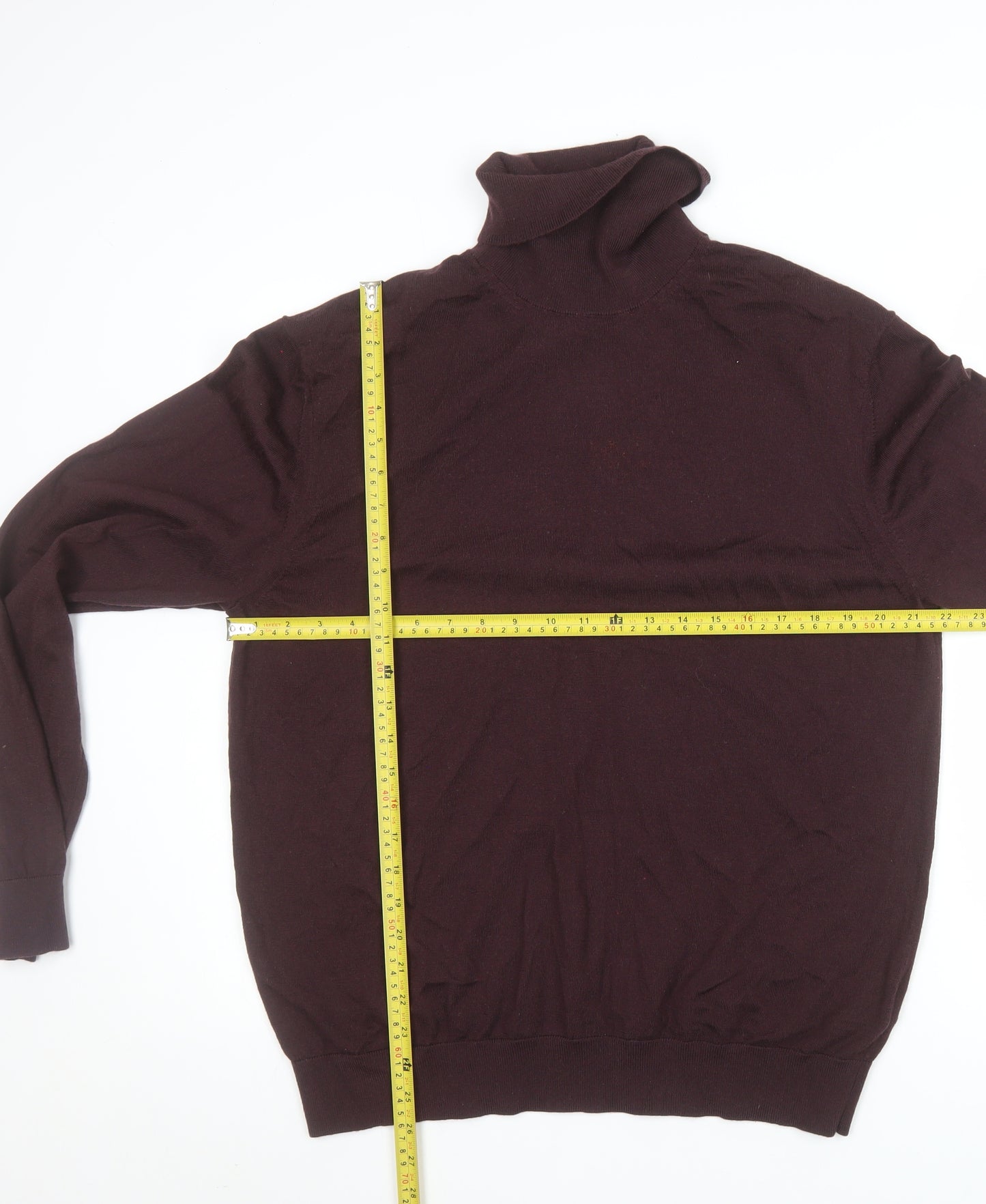Marks and Spencer Men’s Brown XL Roll Neck Merino Wool Jumper