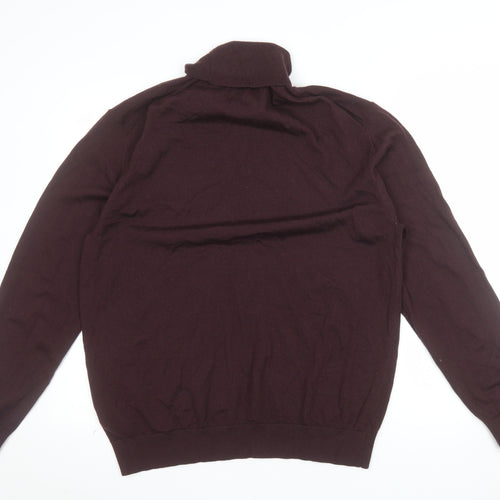 Marks and Spencer Men’s Brown XL Roll Neck Merino Wool Jumper