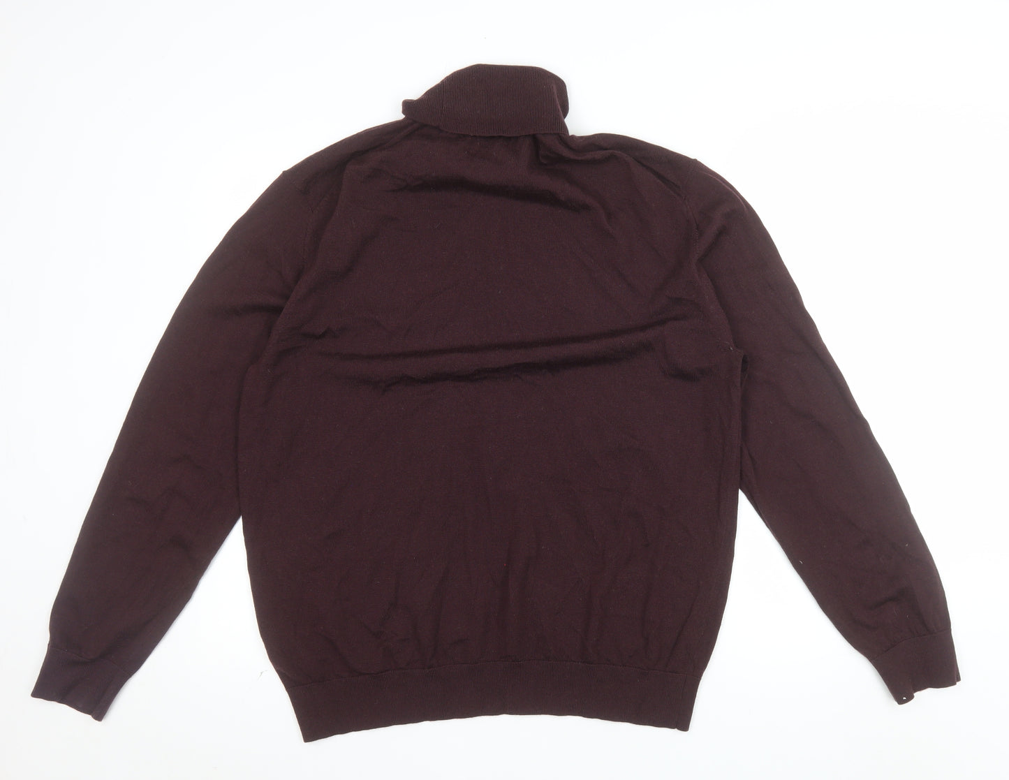 Marks and Spencer Men’s Brown XL Roll Neck Merino Wool Jumper