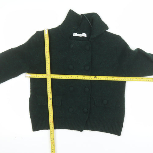 MNG Women's Green Collared Button Knit Cardigan XS