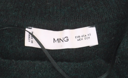 MNG Women's Green Collared Button Knit Cardigan XS
