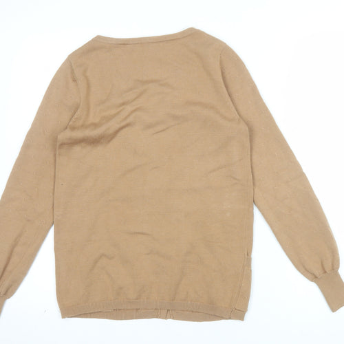 Viyella Women’s Beige Knit Cardigan S Long Sleeve Round Neck