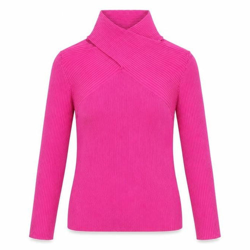 Warehouse Women's Pink Roll Neck Ribbed Knit Slim Fit Jumper Size S