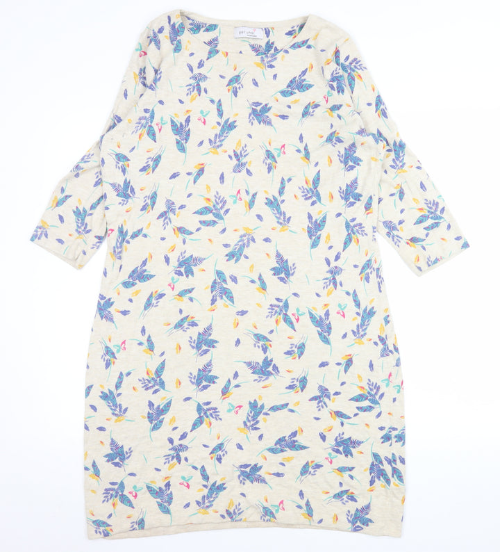 Marks and Spencer Per Una Weekend Women’s Beige Floral Tunic Jumper Size 16