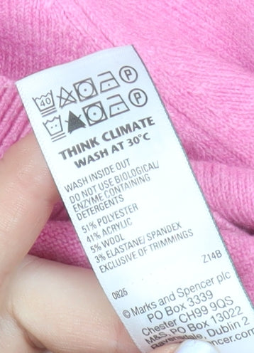 Marks and Spencer Women's Pink Cardigan XL Crew Neck Wool Blend