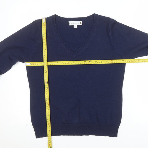 Deane & White Women’s Blue V-Neck Wool Blend Jumper Size 16