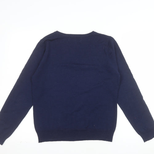 Deane & White Women’s Blue V-Neck Wool Blend Jumper Size 16