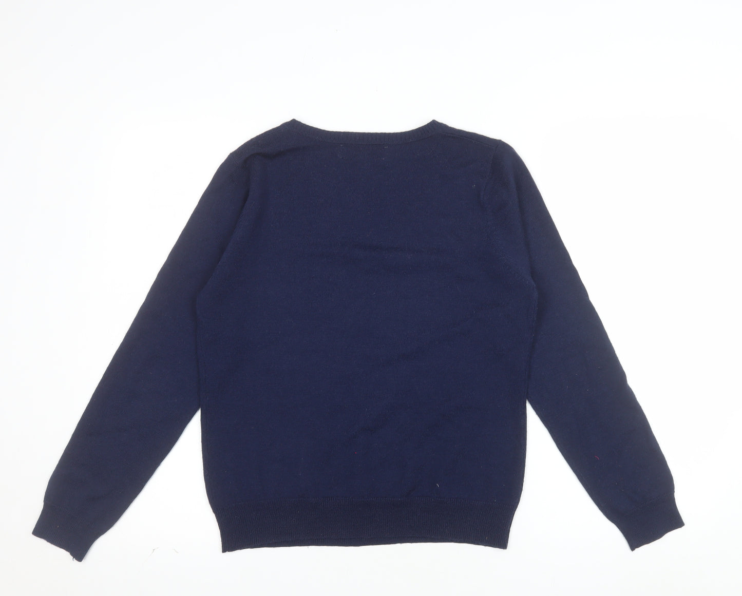 Deane & White Women’s Blue V-Neck Wool Blend Jumper Size 16