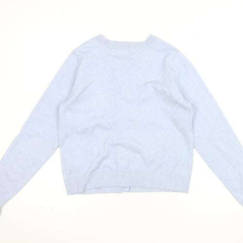 Marks and Spencer Women Blue Button Cardigan Small Ruffle Trim Knit