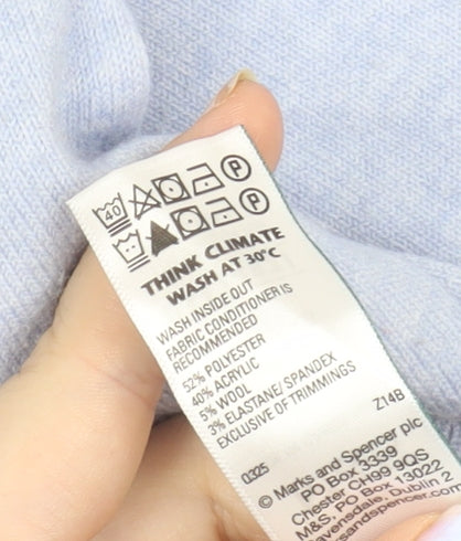 Marks and Spencer Women Blue Button Cardigan Small Ruffle Trim Knit