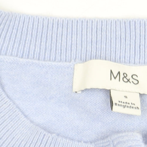 Marks and Spencer Women Blue Button Cardigan Small Ruffle Trim Knit