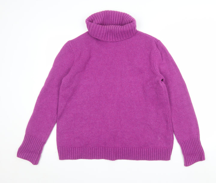Seasalt Cornwall Womens Purple Roll Neck Lambswool Jumper UK 14