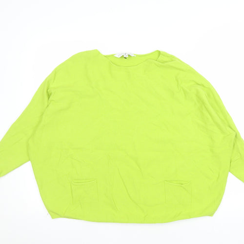 Amara Reya Women’s Green Boat Neck Relaxed Knit Jumper Size S