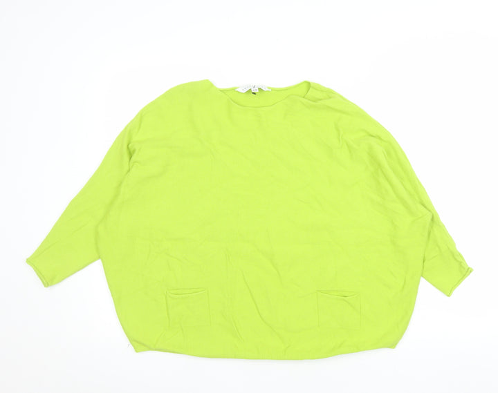 Amara Reya Women’s Green Boat Neck Relaxed Knit Jumper Size S