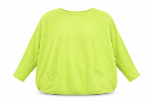 Front view of Amara Reya Women’s Green Boat Neck Relaxed Knit Jumper, size S