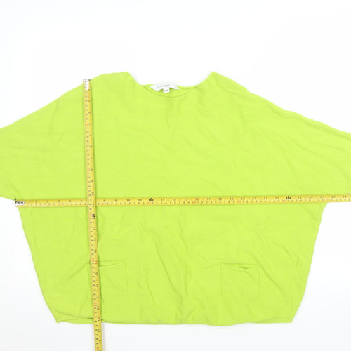 Amara Reya Women’s Green Boat Neck Relaxed Knit Jumper Size S