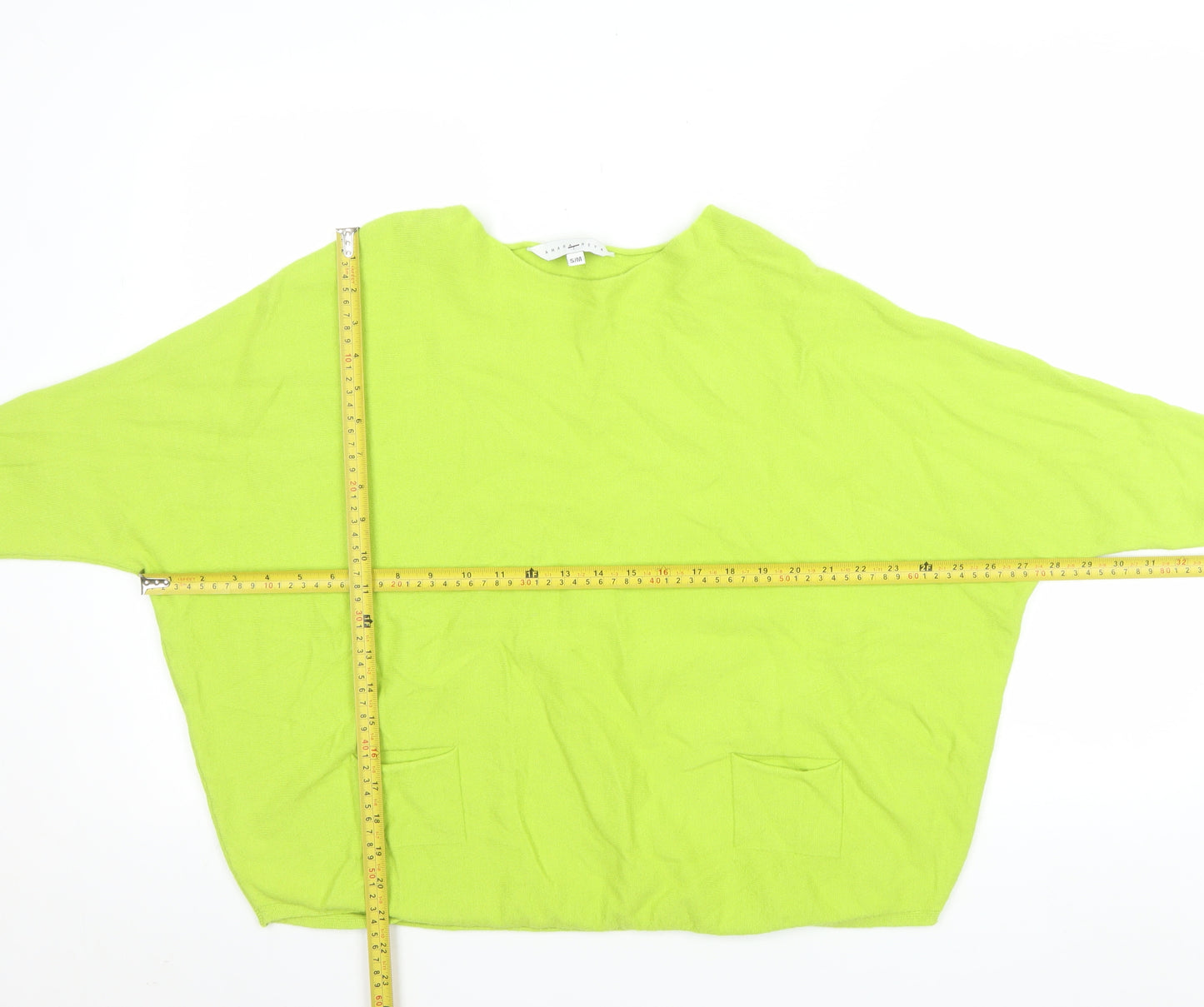 Amara Reya Women’s Green Boat Neck Relaxed Knit Jumper Size S