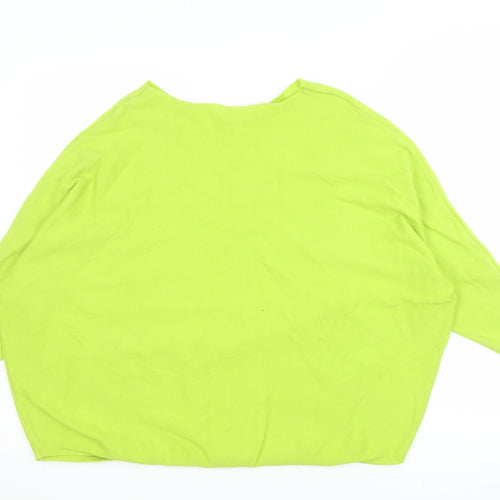 Amara Reya Women’s Green Boat Neck Relaxed Knit Jumper Size S