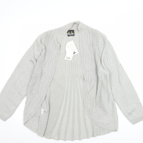 Florida Collection Women's Grey Cable-Knit Open Cardigan S