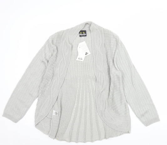 Florida Collection Women's Grey Cable-Knit Open Cardigan S
