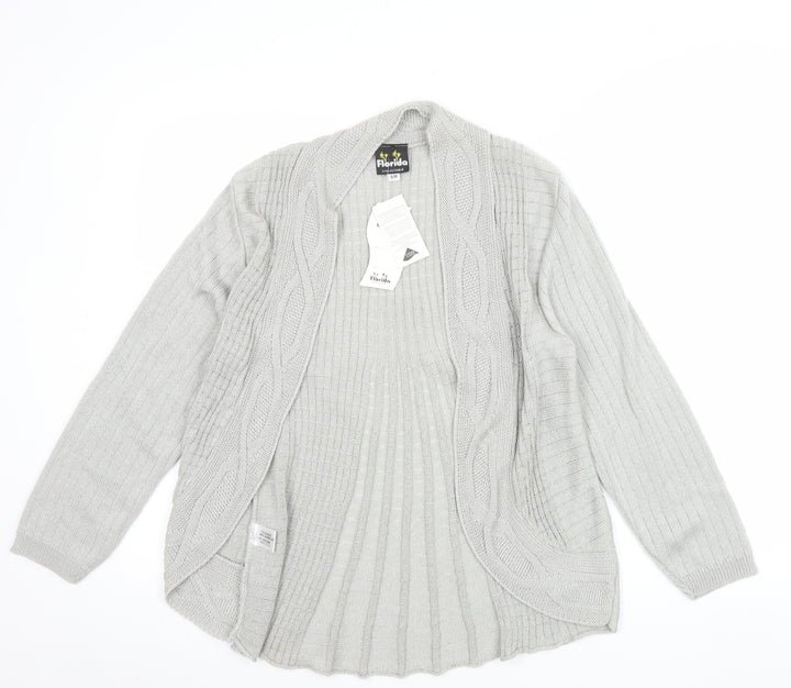 Florida Collection Women's Grey Cable-Knit Open Cardigan S