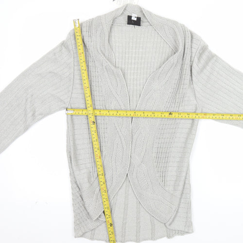 Florida Collection Women's Grey Cable-Knit Open Cardigan S