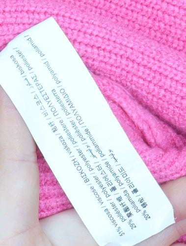 Pull&Bear Women’s Pink V-Neck Ribbed Knit Jumper Size S