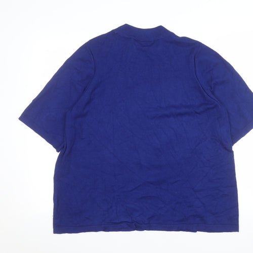 Fransa Womens Blue Mock Neck Short Sleeve Pullover Jumper Size L