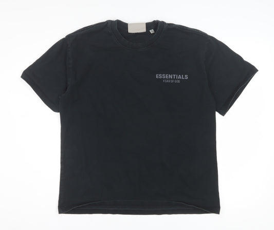 Fear of God Essentials Men's Black Cotton Short Sleeve T-Shirt Size S
