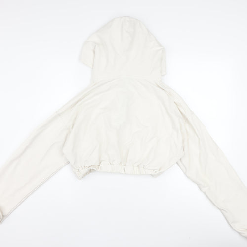 Maniere De Voir Women's Ivory 1/4 Zip Cropped Hoodie Size 12