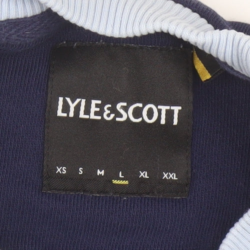 Lyle & Scott Men's Blue Crew Neck Cotton Striped Pullover Sweatshirt Size L